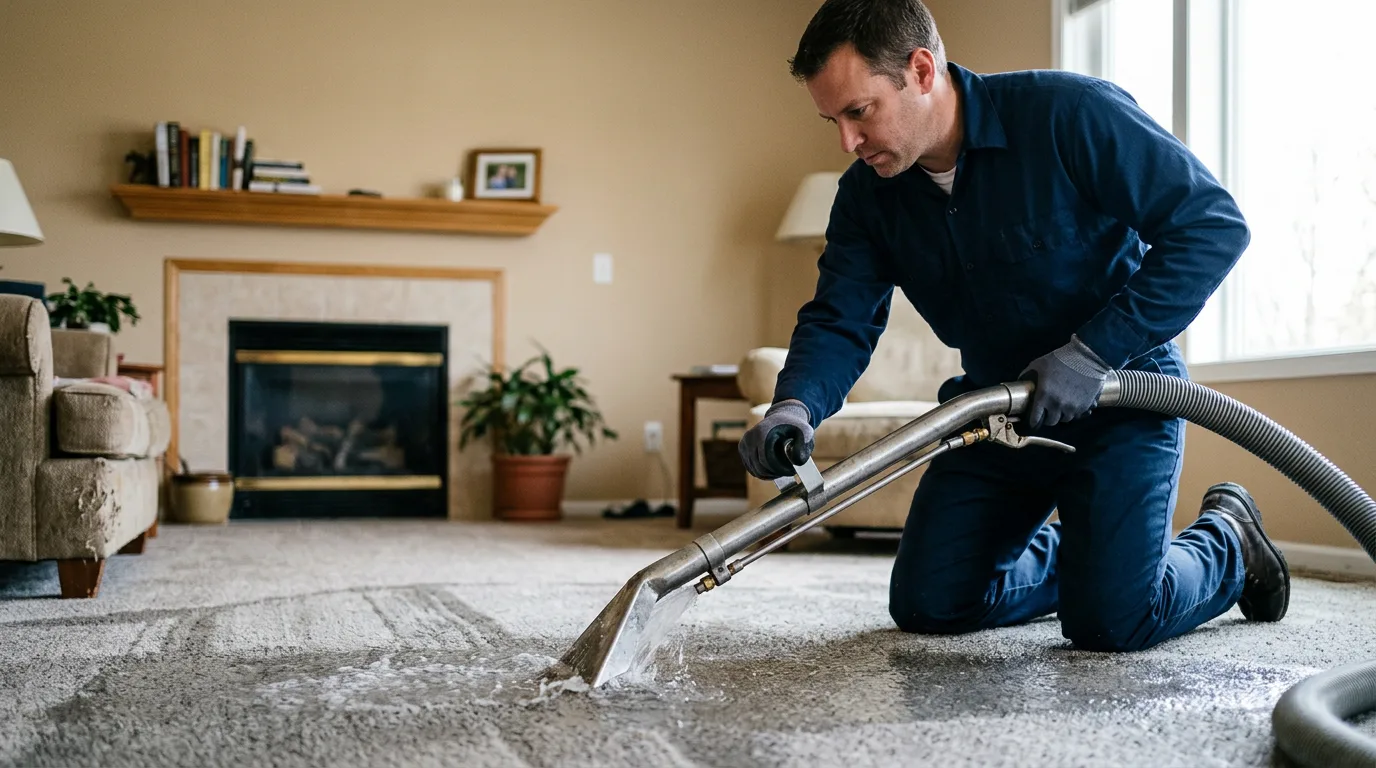 Water damage restoration technician working near Pompey, NY